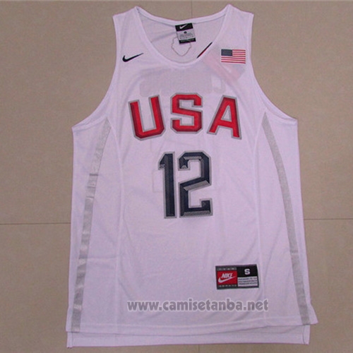 Camiseta USA 2016 DeMarcus Cousins #12 Blanco